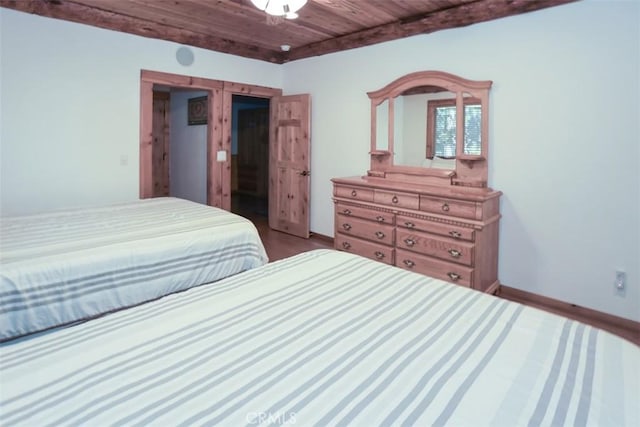 bedroom featuring wood ceiling