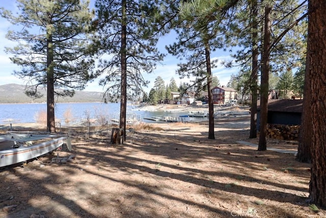 view of yard with a water view