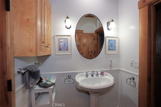 bathroom with wooden walls