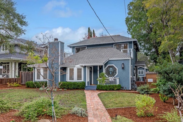 view of front of home with a front lawn