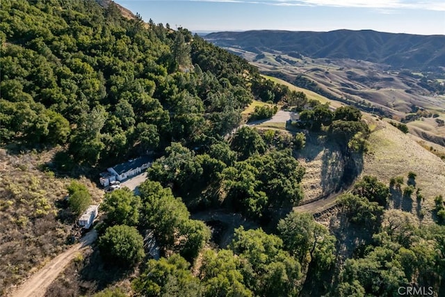 bird's eye view with a mountain view