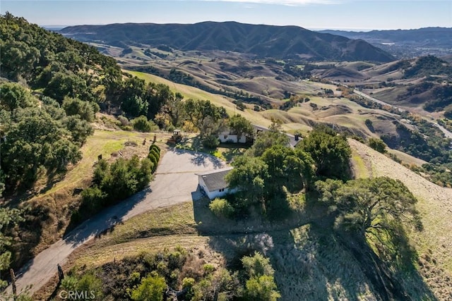 bird's eye view with a mountain view