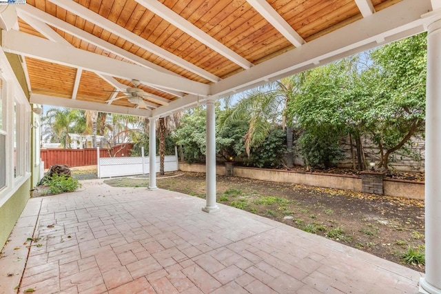 view of patio with ceiling fan