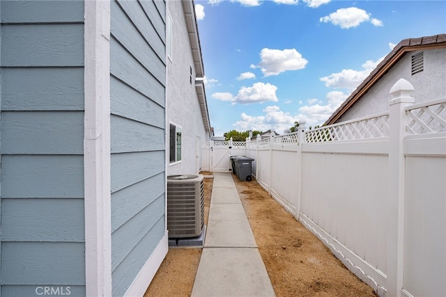 view of property exterior featuring central AC unit