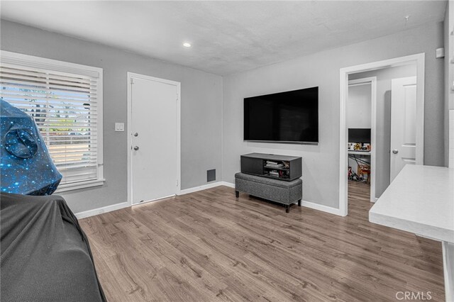 living room with hardwood / wood-style floors