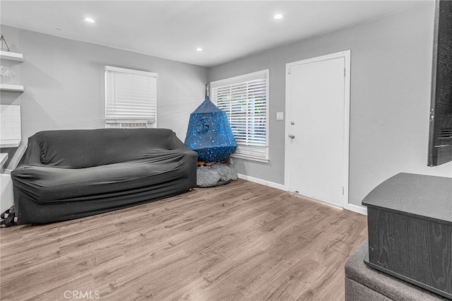 sitting room featuring light hardwood / wood-style flooring