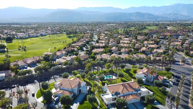 drone / aerial view featuring a mountain view