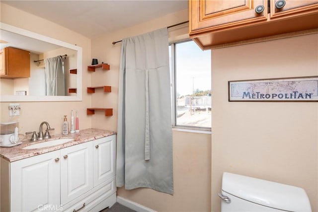 bathroom with toilet and vanity