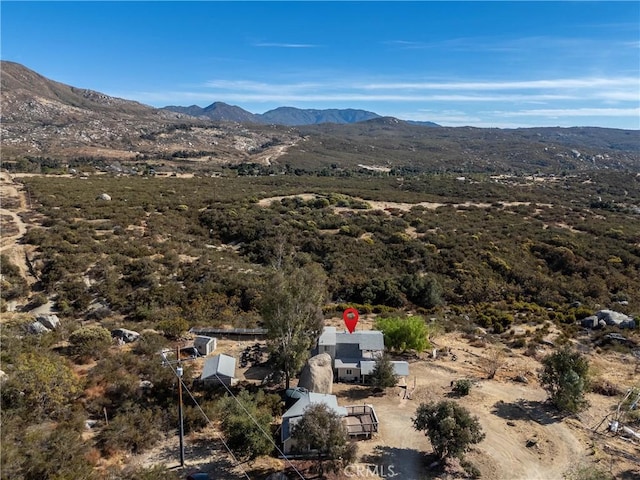 drone / aerial view with a mountain view