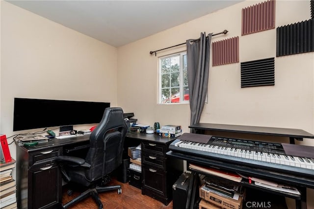 office area featuring hardwood / wood-style floors