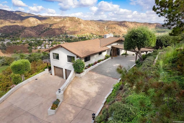 aerial view with a mountain view