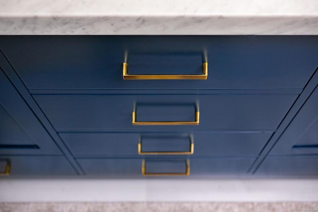 details featuring blue cabinets