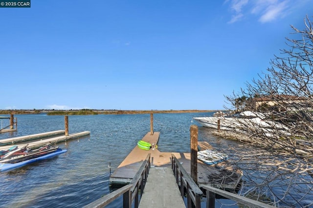 view of dock featuring a water view