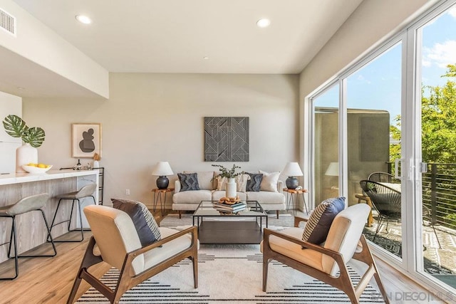 living room featuring light hardwood / wood-style floors