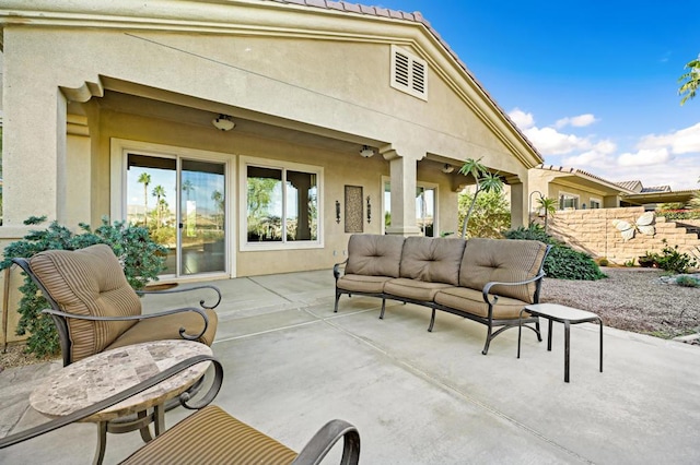 view of patio / terrace featuring an outdoor living space