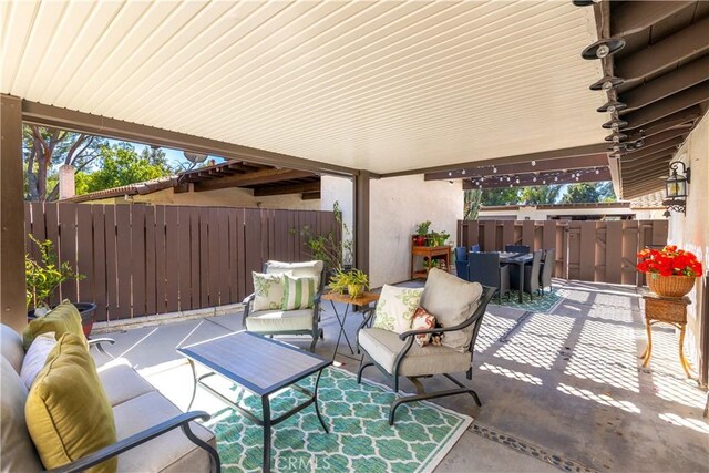 view of patio / terrace featuring an outdoor hangout area