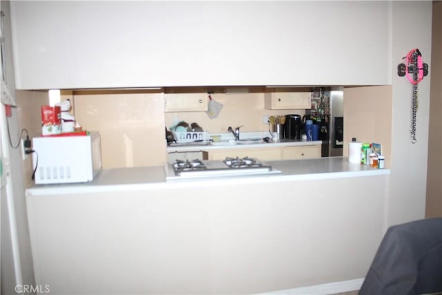 kitchen with sink and white appliances