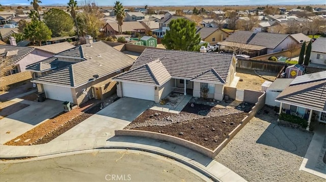 aerial view with a residential view