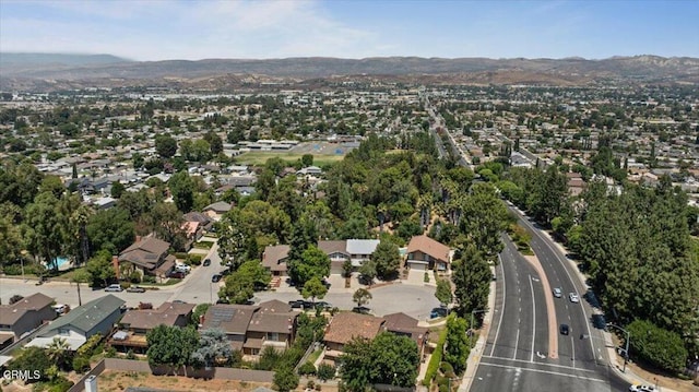 bird's eye view with a mountain view