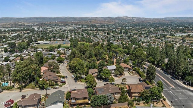 drone / aerial view with a mountain view