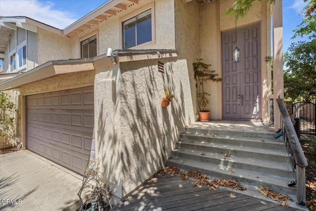 entrance to property with a garage