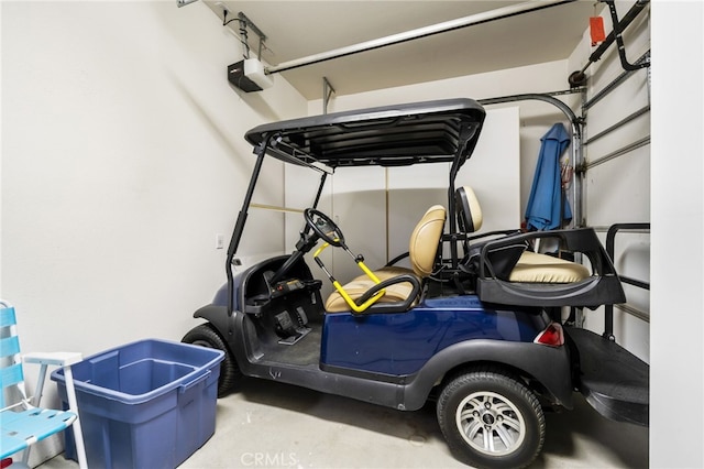 interior space with a garage door opener