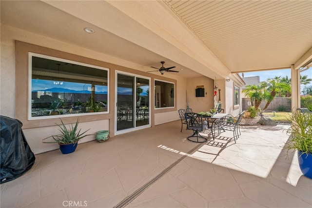 view of patio / terrace with ceiling fan