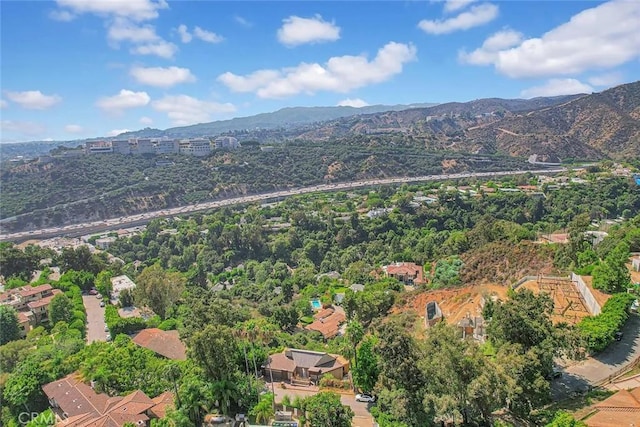 aerial view with a mountain view