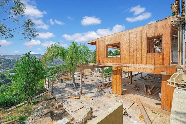 view of patio featuring a mountain view