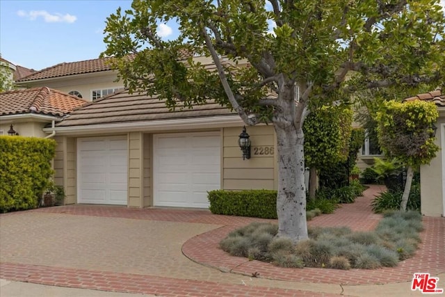 view of front of property with a garage