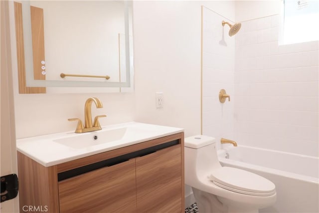 full bathroom with toilet, vanity, and  shower combination