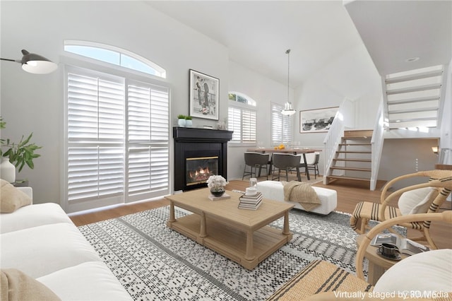 living room with hardwood / wood-style floors