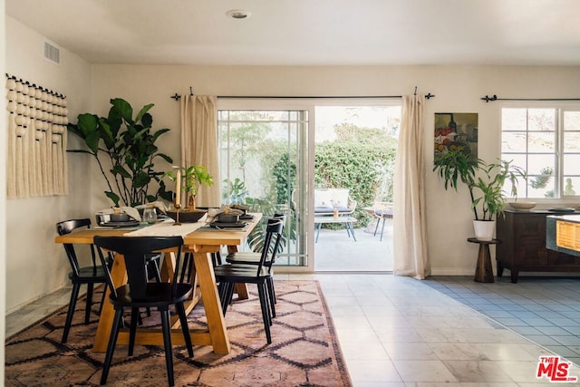 view of tiled dining room