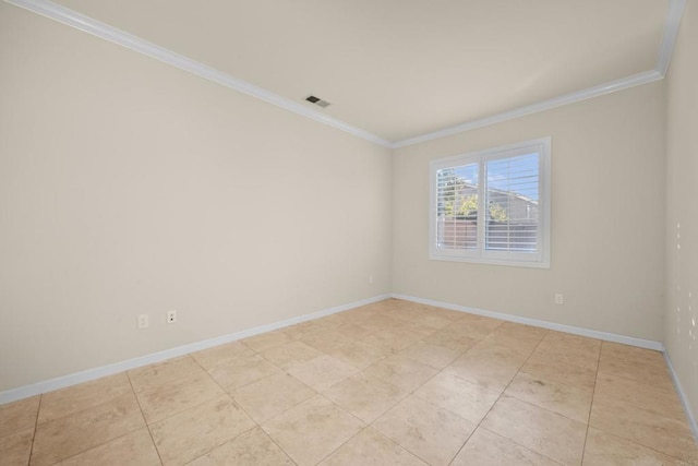 tiled empty room with crown molding