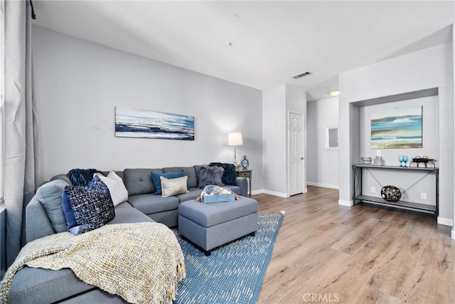 living room with light wood-type flooring