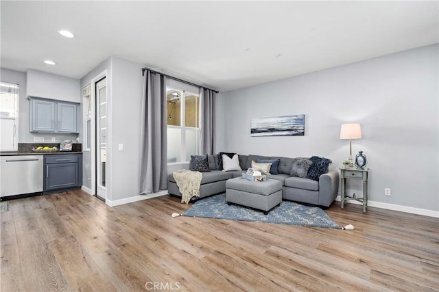 living room featuring light hardwood / wood-style flooring