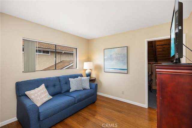 living room with hardwood / wood-style floors