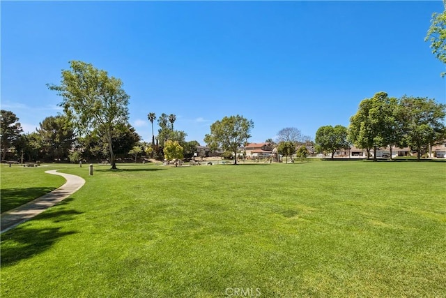 view of community featuring a lawn