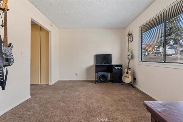 interior space with a textured ceiling