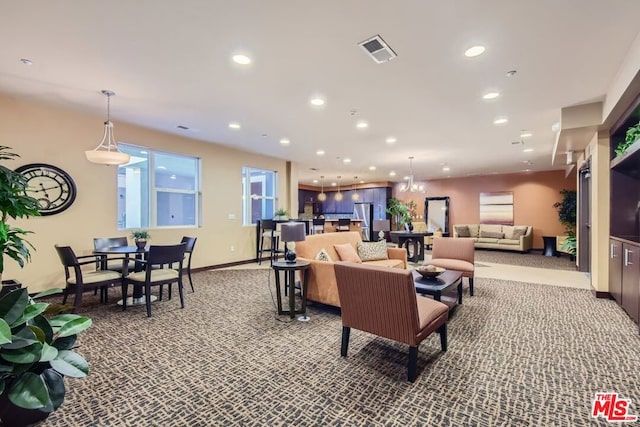 living room featuring carpet flooring