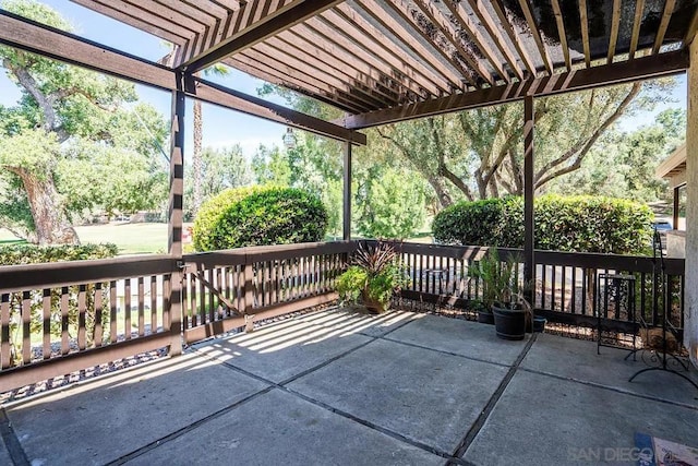 view of patio / terrace featuring a pergola