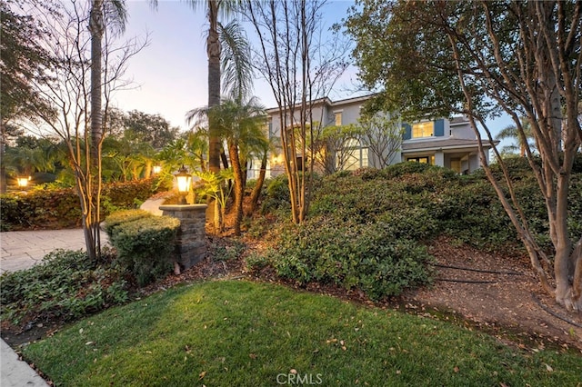 view of yard at dusk