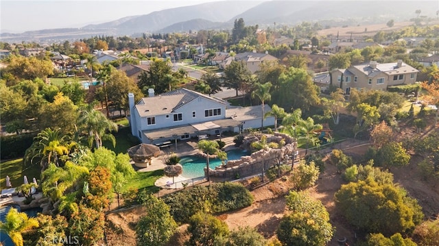 aerial view with a mountain view