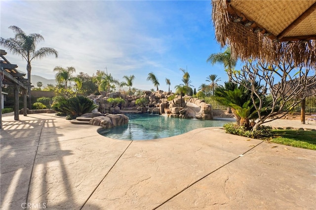 view of pool featuring a patio