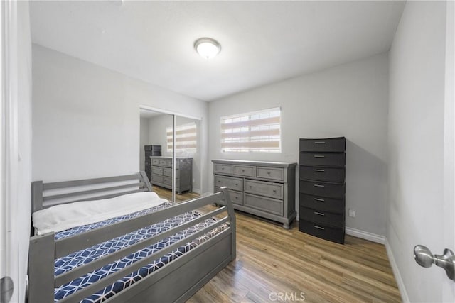 bedroom featuring a closet and hardwood / wood-style floors