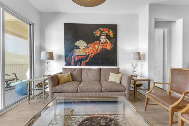 living room with light wood-type flooring