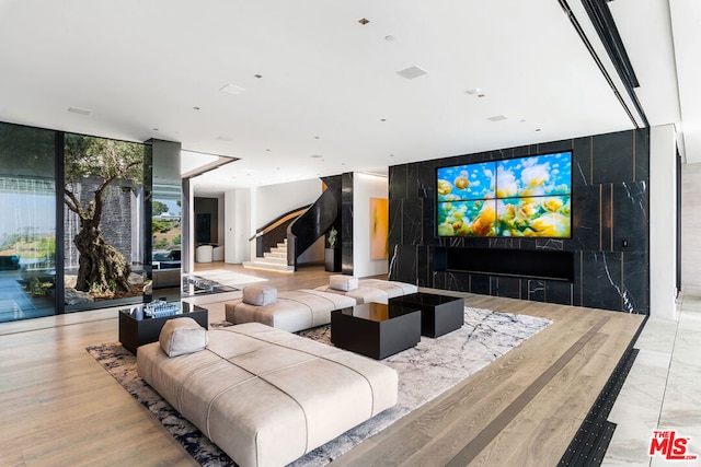 interior space with light hardwood / wood-style flooring