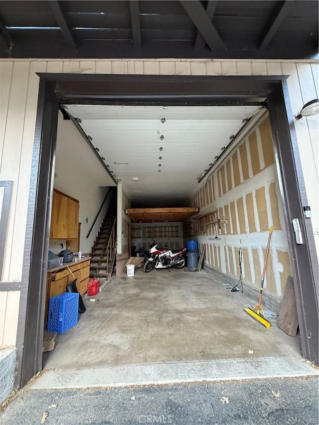 view of garage