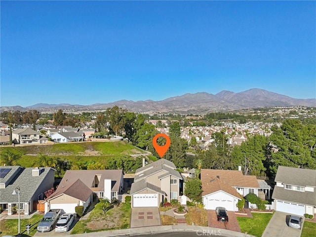 aerial view with a mountain view