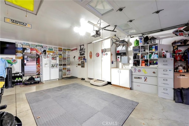 garage with a garage door opener